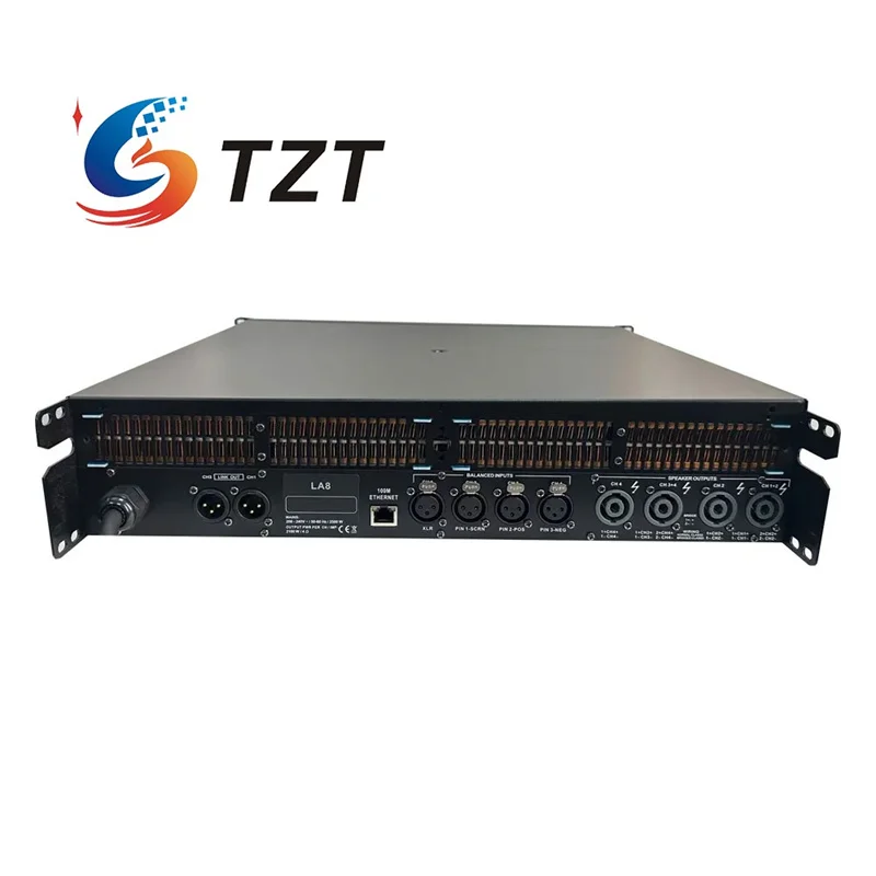 Tzt la8 dsp amplificador de potência digital profissional 4 canais 4x1350w 8ohms amplificador subwoofer estéreo
