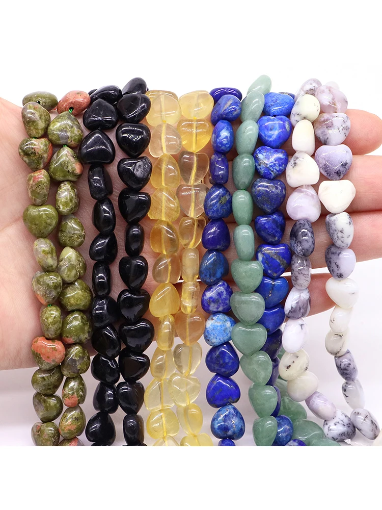 10x10mm Herz Liebe Form Naturstein Kristalle Spacer Perlen für Mode Schmuck Machen DIY Halskette