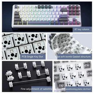 AULA F87Pro Keyboard Mekanis 2.4 g/Usb/Bluetooth Tri Mode Nirkabel 87 Tombol Pengisian Peredam 5 Lapis Cocok Untuk Bermain Game+Mengetik 10 keyboard kayu penjualan terbaik - №