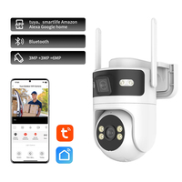 Tuya Smart Dual Lens WiFi Camera ONVIF 6MP Waterproof Security Wireless Surveillance Camera Color Night Vision Alexa IP Camera