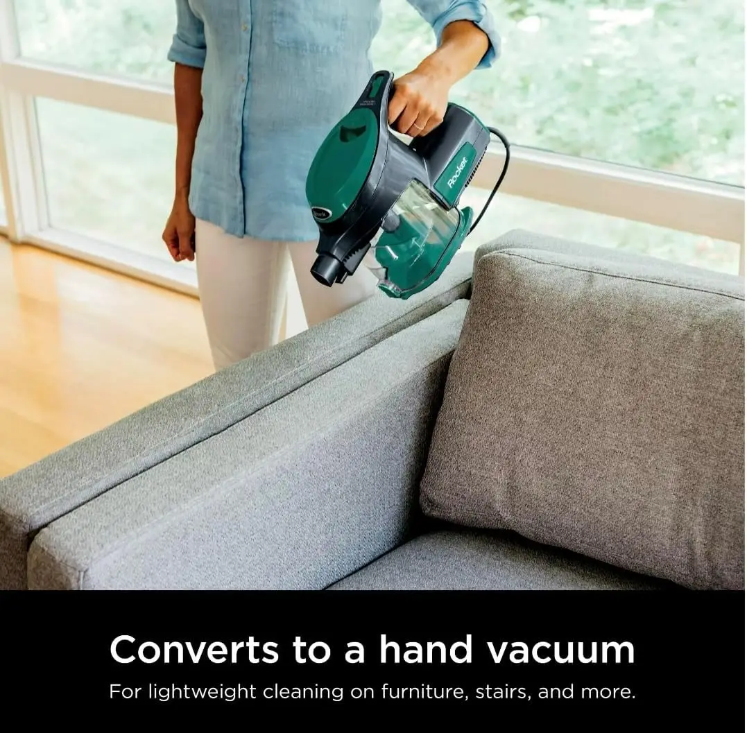 Aspiradora de varilla con cable, ultraligera, dirección giratoria, potente limpieza profunda, versatilidad del piso a techo, convierte a