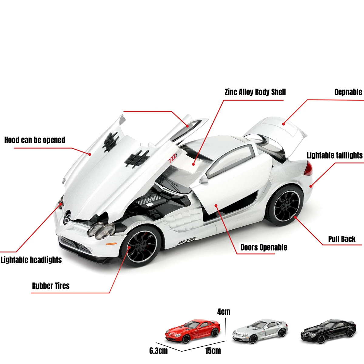 1/32 mercedes-benz slr mclaren 722s super esporte modelo de carro