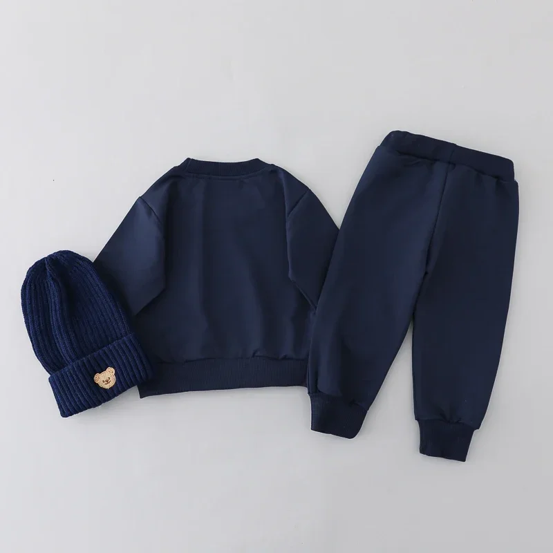 2-teiliges Kinderset für Frühling und Herbst, Einfaches Bärenkopf-Motiv, Rundhals-Langarmshirt und Hose, Outdoor-Set für Kleinkinder – Detail 6