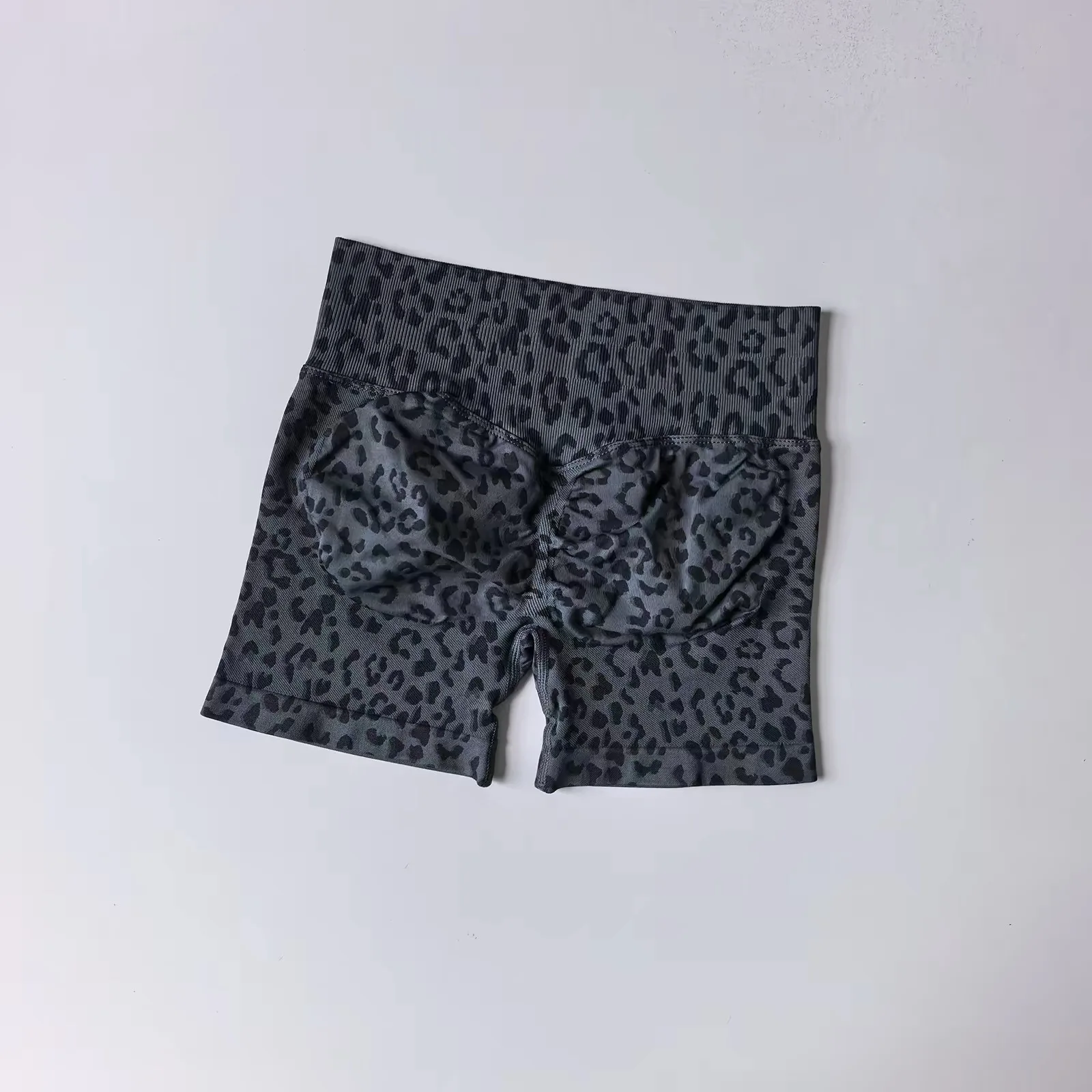 Leopardmuster, pfirsichfarbene, figurformende Yoga-Shorts mit hoher Taille und Bauchkontrolle für Damen, schnelltrocknende Laufshorts für den Außenbereich – Detail 17