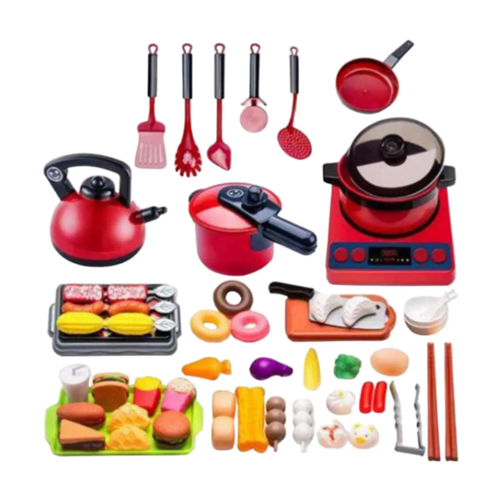 Cozinha cozinhar brinquedo conjunto para crianças, Playset divertido, idade 3 + anos, 61 pcs