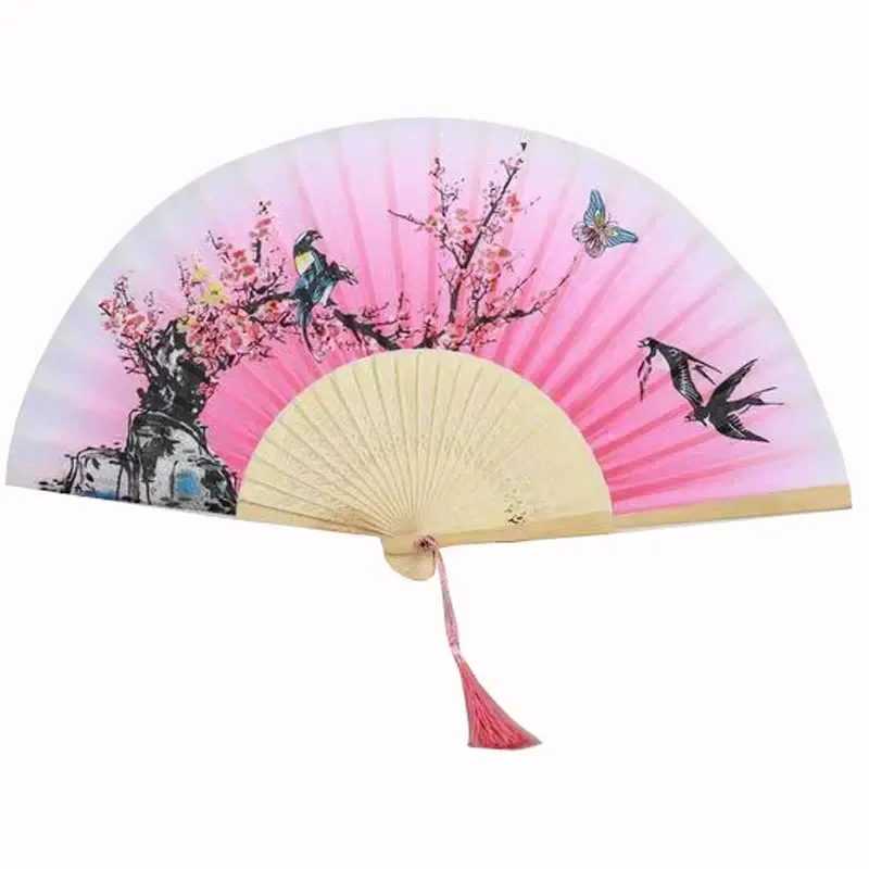 Elder girls Hua Mulan cosplay women trandition folding fan pink kimono long dress anime costume MN8