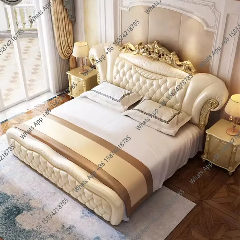 

Sm Pretty European Double Bed Tall Headboard Elegant Luxury Bedroom Frame Bed King Headboards Sets Camas Matrimonial Furniture