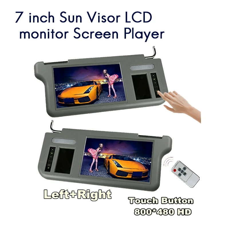 

7Inch Gray Car Left Sun Visor Rear View Mirror Screen LCD Monitor 2 Channel Video Replacement Accessories