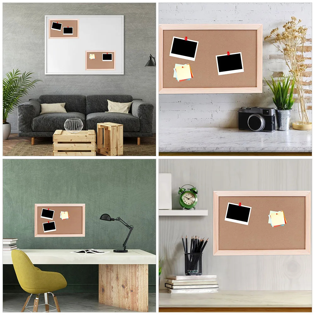 2 مجموعة لوحة الفلين الناعمة مجموعة أنيقة إطار خشبي الحائط لوحة الإعلانات للمنزل مكتب ديكور رسالة عرض مذكرة #2