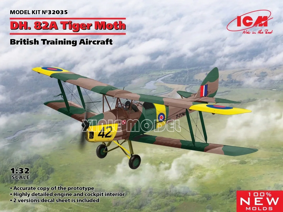 

ICM Plastic Assembled Aircraft Model Kit 32035 DH.82A Tiger Moth British Training Aircraft 1/32