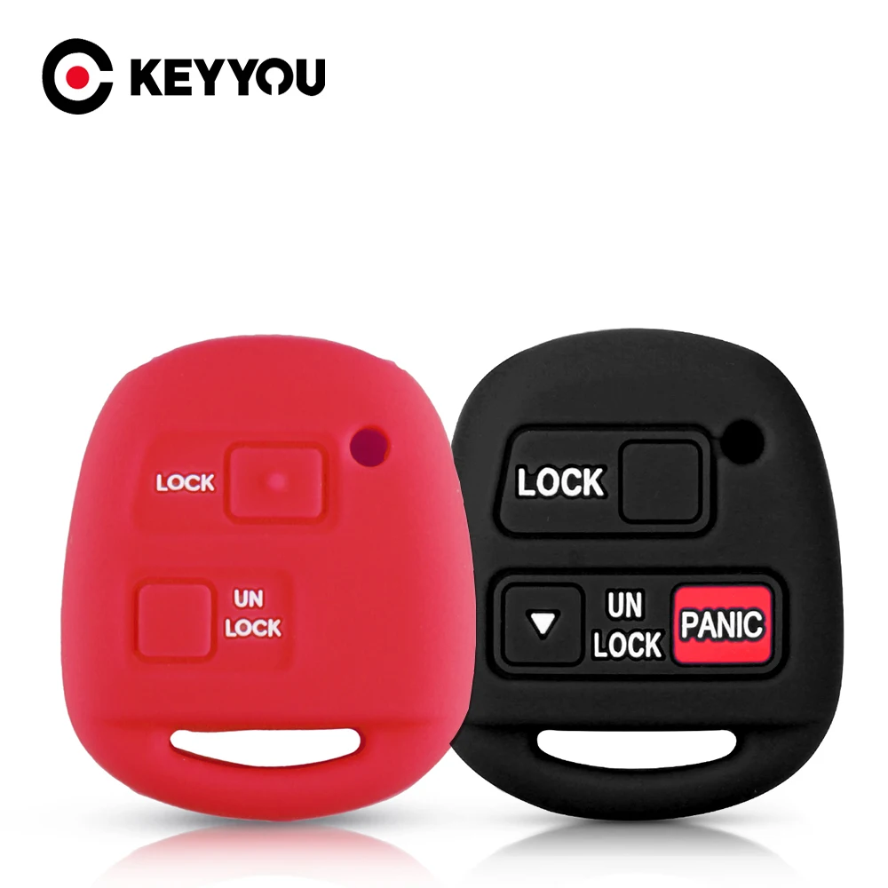 KEYYOU 2 Buttons Protective Silicone Car Key Case Cover For TOYOTA CAMRY RAV4 PRADO COROLLA AVENSIS LAND CRUISER YARIS