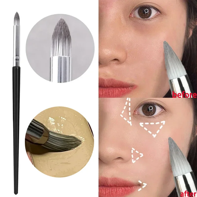 Pincel corrector con punta de lápiz, brillo de arrugas, patrón de decreto, bolsa para ojos, corrector, máscara, base, brochas de maquillaje, herramienta de belleza