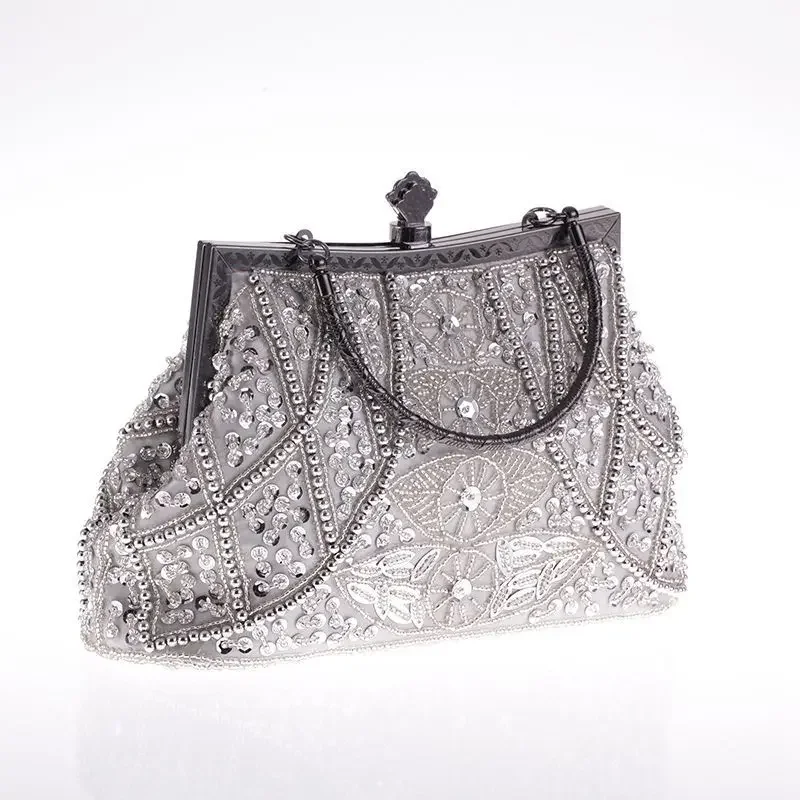 2024 Retro Craftsmanship Beaded Embroidery Bag Evening Dress Handheld Banquet Bag Classic Cheongsam Perfect Match Bridal Bag