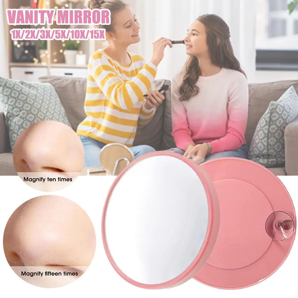 Magnification Round Mirror With Suction Cup Blackhead Magnifying Mirror For Bathroom Portable Makeup Mirror 2x/5x/10x/15x A2X9