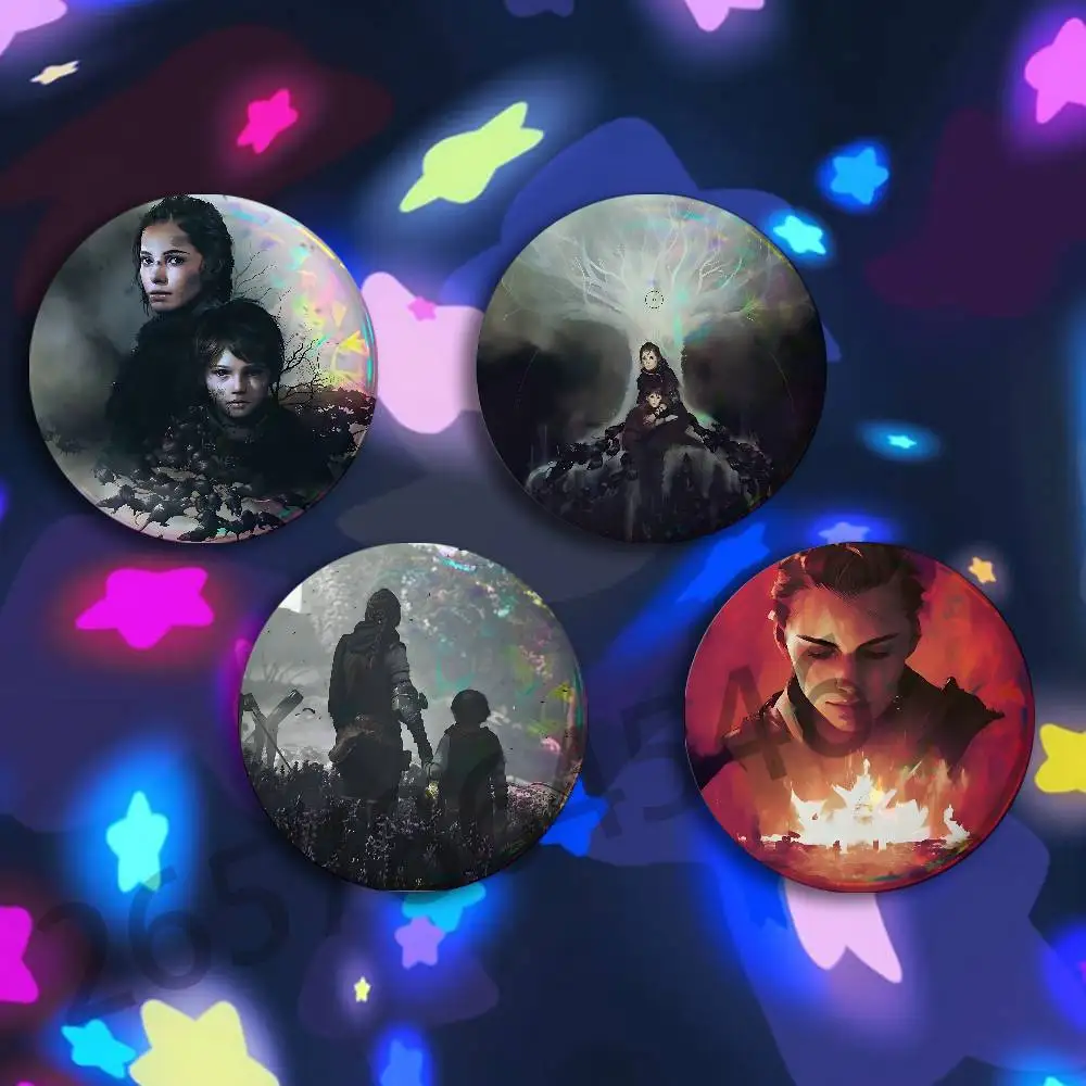 A-A P-Plague Tale R-Resonance Button Pin Single Pack Anime Merch for Ita Bags Badge Collectible Buttons TH