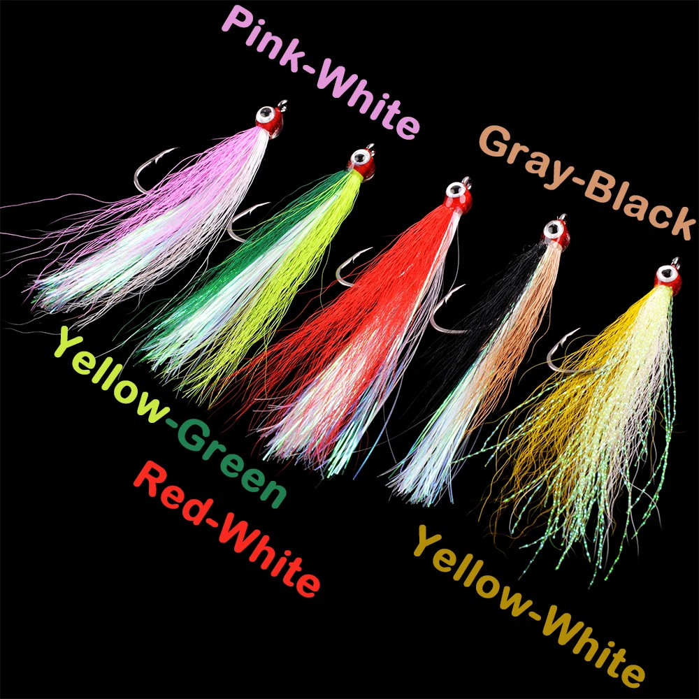 Anzuelos de pesca de acero con alto contenido de carbono, señuelo de pesca con mosca Minnow, salmón, trucha, lubina, 5 unidades
