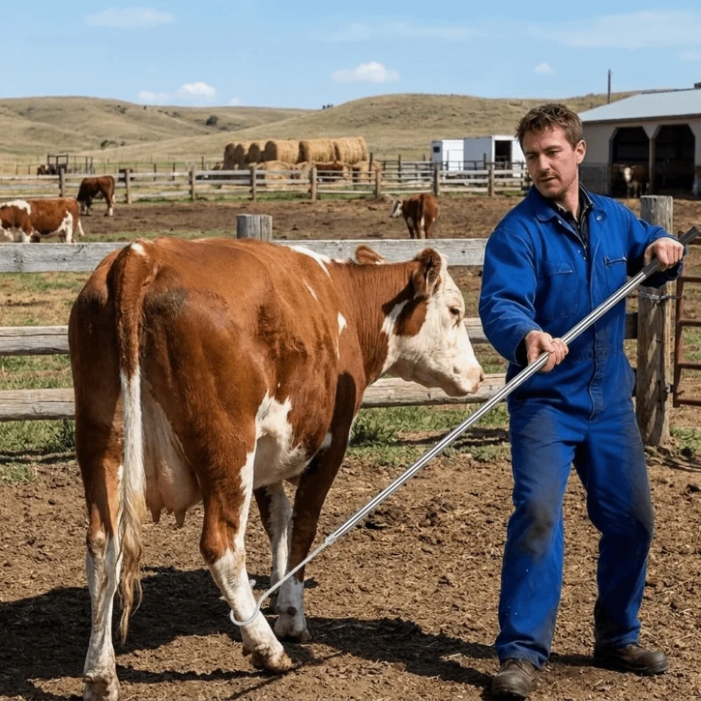 Stainless Steel Sheep Catcher Pole Long Pole Heavy Duty Sheep Catching Hook Efficient Detachable Livestock Catching Pole