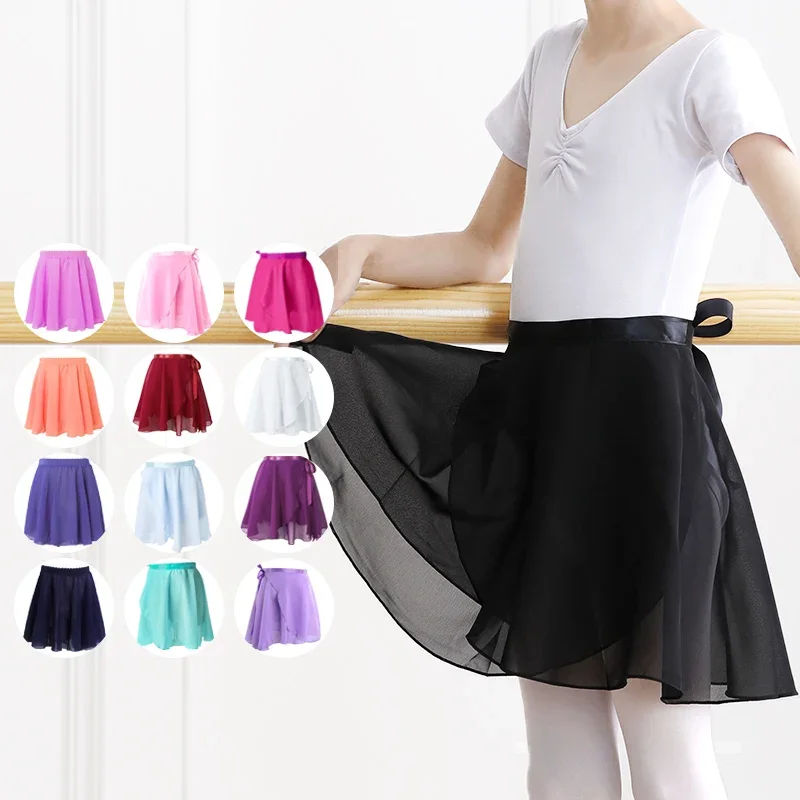 تنورة رقص الباليه الشيفون للفتيات والنساء ، لف الجمباز ، تنورات التدريب ، الرقص Faldas