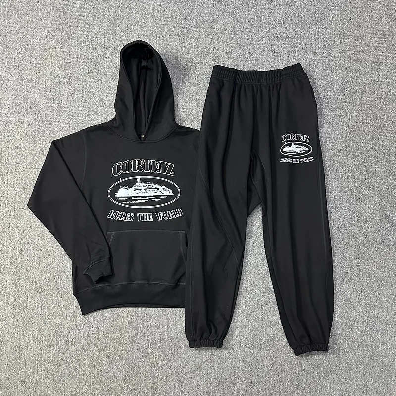 

Свободная хлопковая толстовка с капюшоном и брюки для мужчин и женщин, уличный комплект, осенние спортивные длинные молодежные длинные брюки све