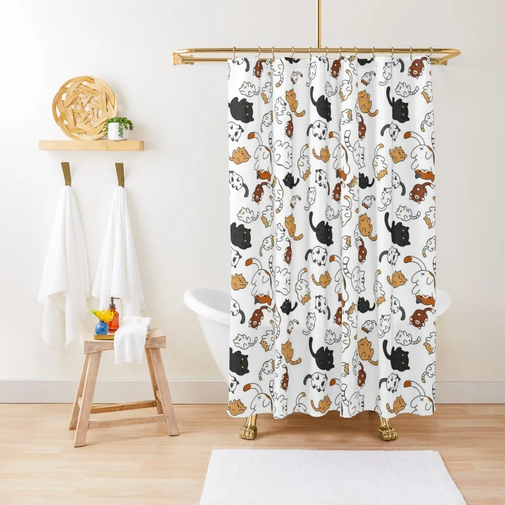 

Neko Atsume Shower Curtain Bathroom Decor Bathroom Accessory Waterproof Fabric Bathroom Anime Shower Curtain