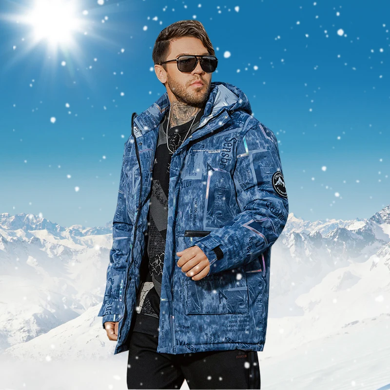 Doudoune de ski isolée en coton pour hommes, vêtements d'extérieur pour hommes, salopette trempée de neige, vêtements chauds d'hiver à capuche, haute qualité, 506