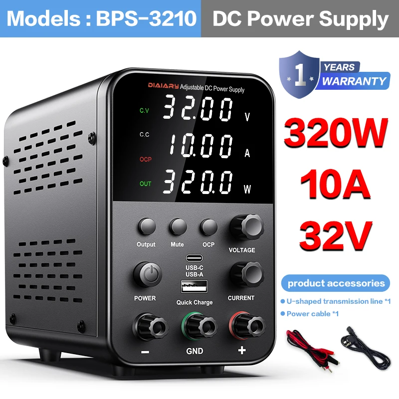 DC Laboratory Power Supply 32V 62V 120V Adjustable Voltage Regulator Bench Switching Power Supply Preset Current ON/OFF