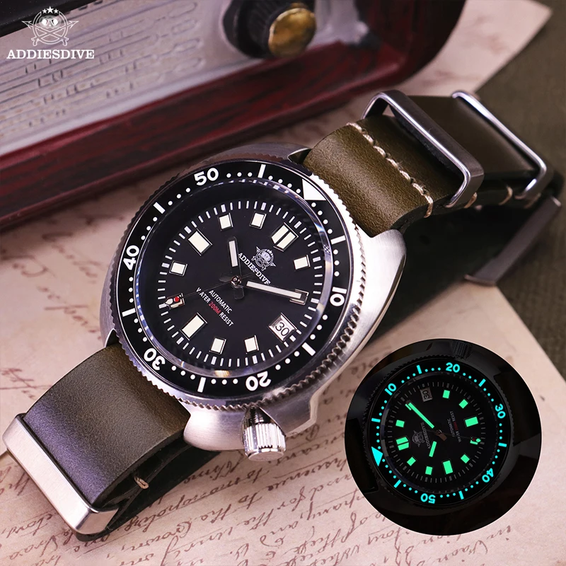 

ADDIESDIVE Vintage Wristwatch men Sapphire Glass NH35 Automatic Mechanical Calendar Display 200m Waterproof C3 Luminous Watch