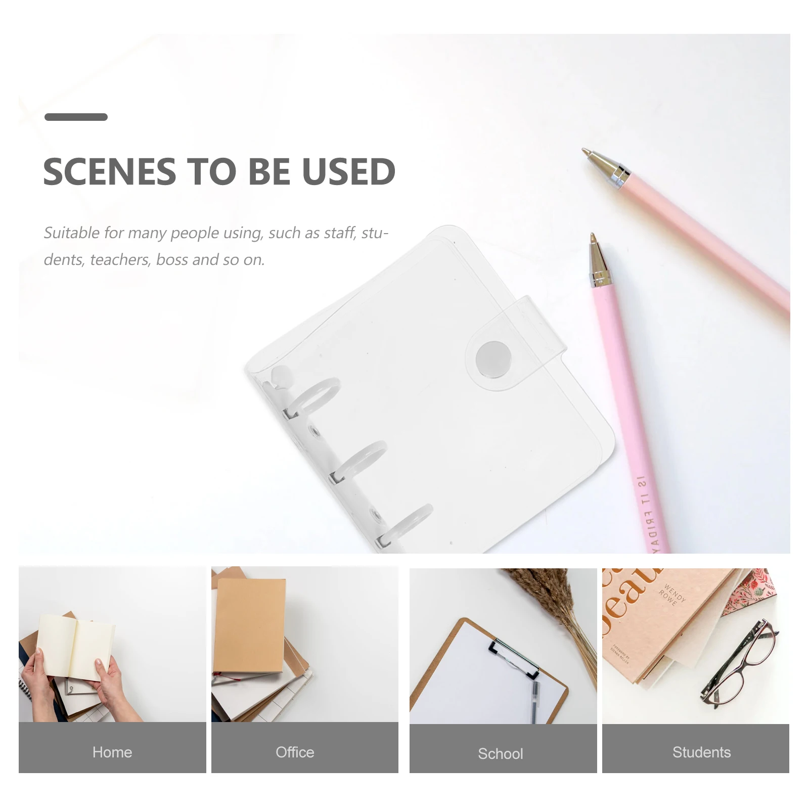 

2pcs Transparent Pvc Loose-Leaf Scrapbook Cover Handbook Protector For Students Notepad School Office Supplies Waterproof