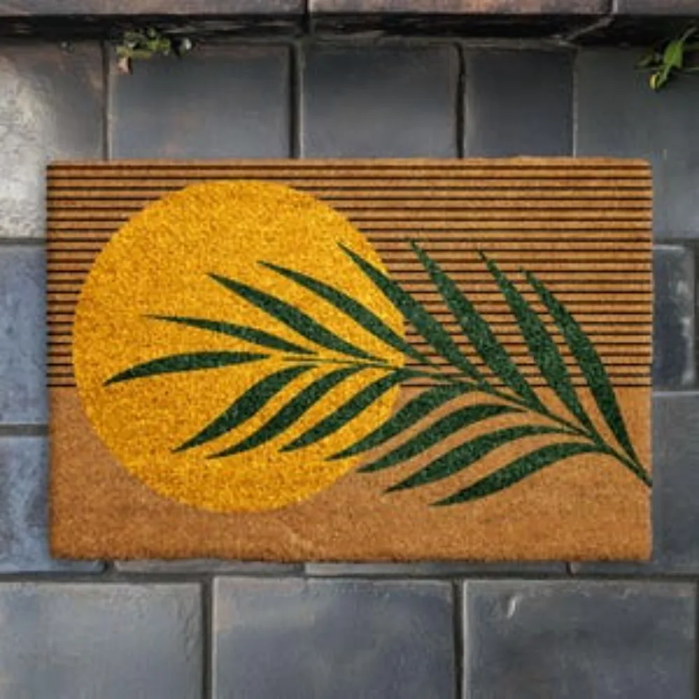Tropical Palm Leaf Sunflower Doormat Non Slip Washable Entrance Welcome Mat Indoor Outdoor Porch Patio Home Decor 1PC - view 2