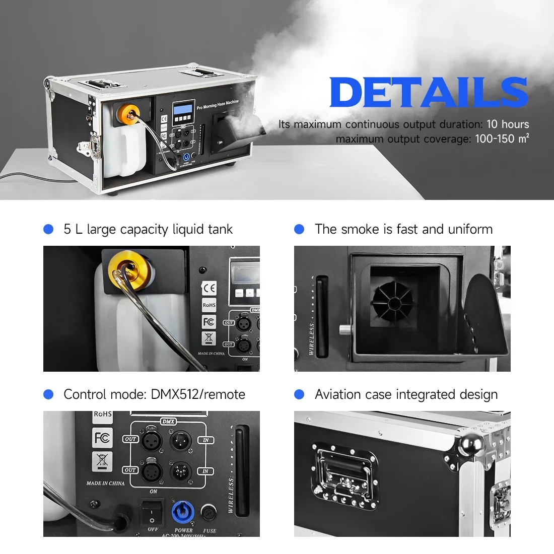 Machine à Brume à Base d'Eau, 1200W, Angle DMX Réglable, pour Discothèque, DJ