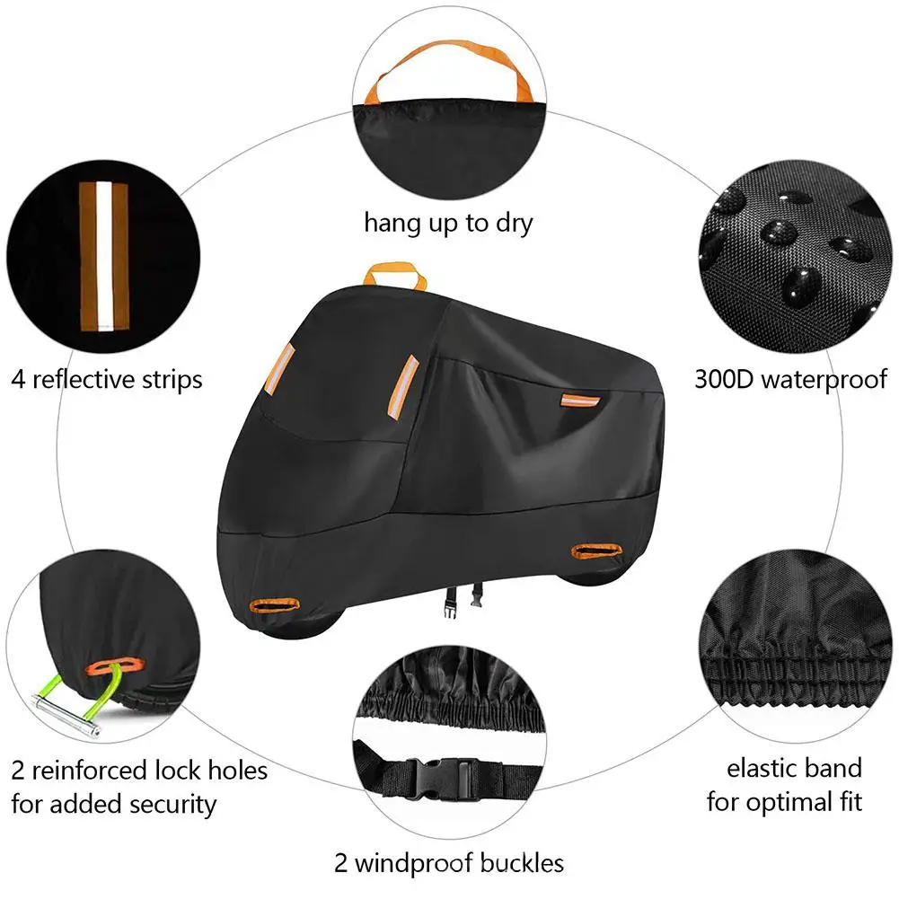 210D Thickened Oxford Cloth Outdoor Four Seasons Motorcycle Rain Protection Sun Protection Dust Cover Built-in Anti-theft Buckle