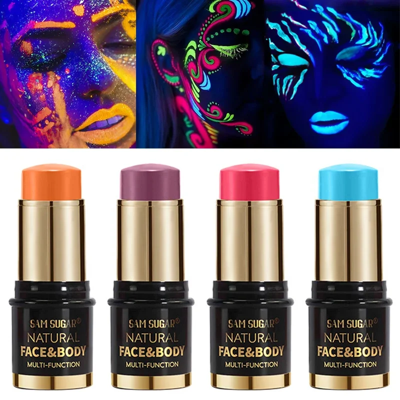 12 Colors Black White Halloween Makeup Waterproof Face Body Paint Stick Neon Colorful Blue Green Yellow Face Paint Cosmetics