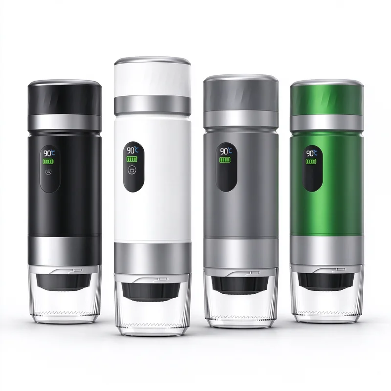 Portable Espresso Machine Aluminium Alloy Mini Size Cordless Self Heating for Road Trip Hiking RV Ground Coffee Capsule Brewing