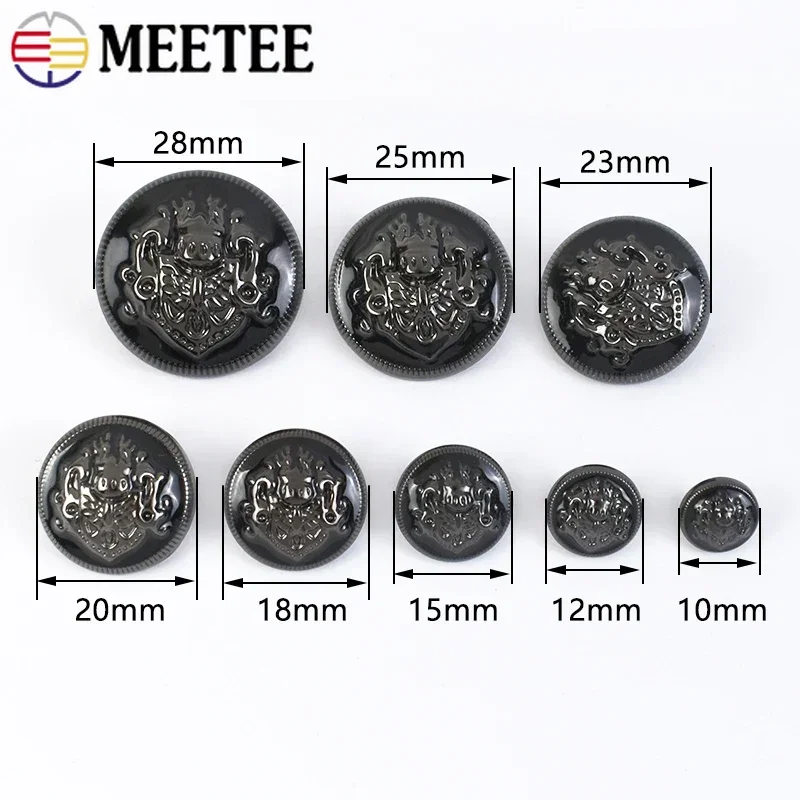 20 piezas Meetee, botón redondo de Metal Retro de 10-28mm para chaqueta, botones de decoración de ropa, abrigo, camisa, bolso, hebilla, accesorios de costura DIY