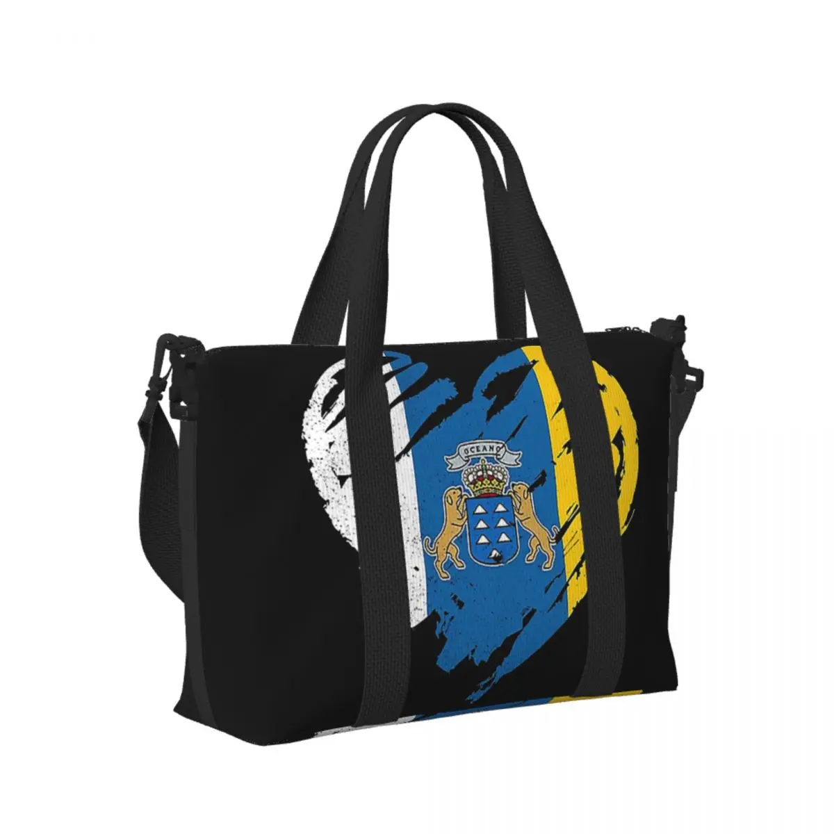 

Spain Flag Oceano Canary Islands Beach Travel Bag Large Capacity Tote Bags for Gym Yoga Women Shopping Duffle Shoulder Bag