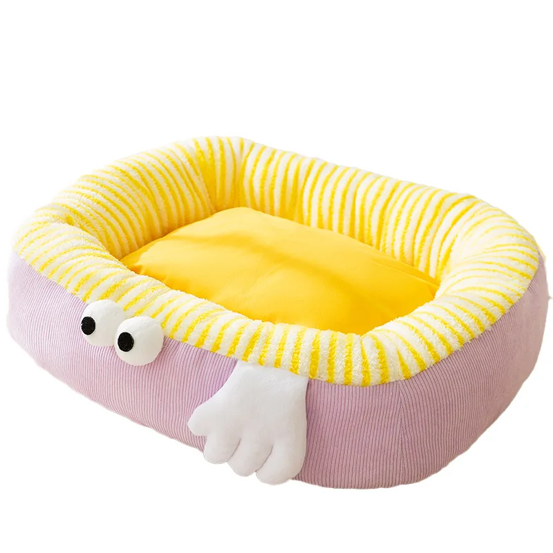 

Cartoon Monster Dog Bed for Small Dogs - Plush Warm Pet House with Big Eyes Design & Removable Anti-Slip Bottom