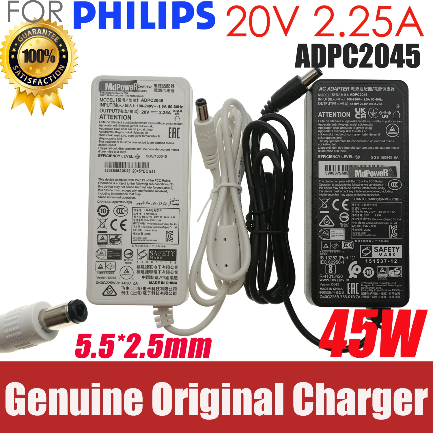 

Original OEM For Philips /AOC 278E9QJA Curved LCD Monitor Power Supply ADPC2045 45W 20V 2.25A AC Adapter Charger