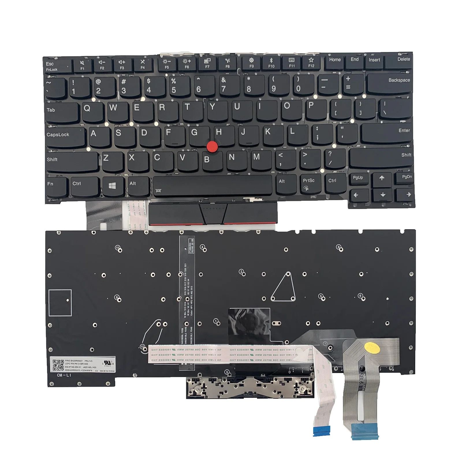 

Laptop Replacement US Layout Backlit Keyboard for Lenovo Thinkpad T490S T495 T495S E490S R490 L390 Black