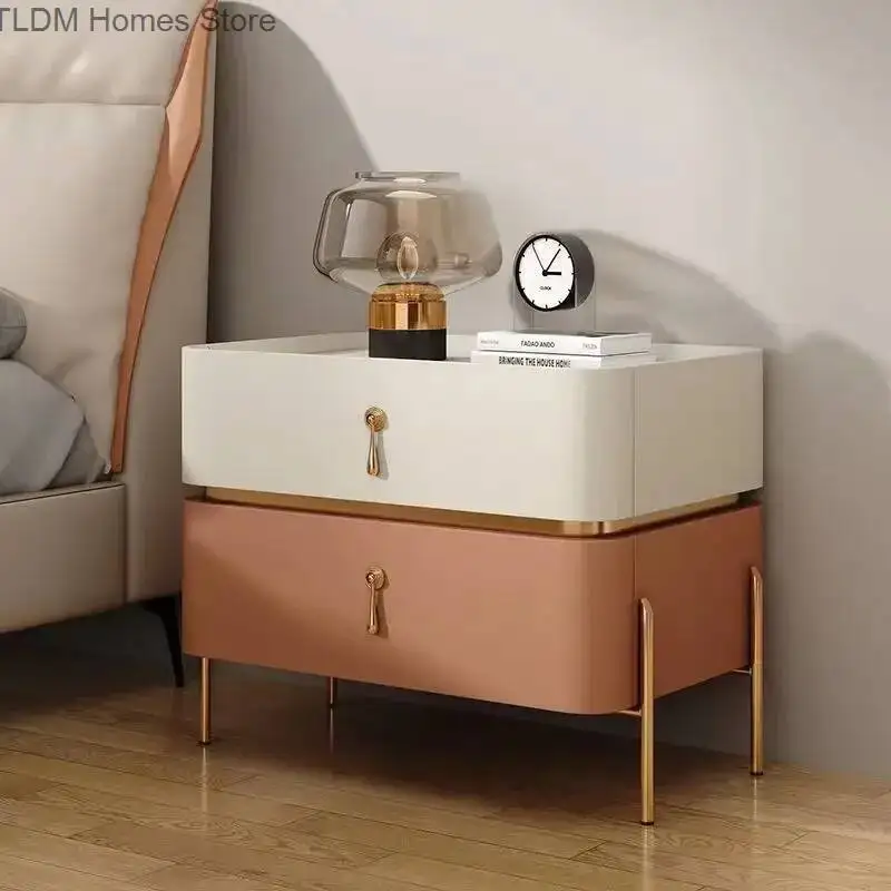 Criado Trendy Mudo - Mesita de Noche con Cajones, Estilo Minimalista Moderno, Estética Nórdica, Bonita y Lujosa, Mueble para el Hogar