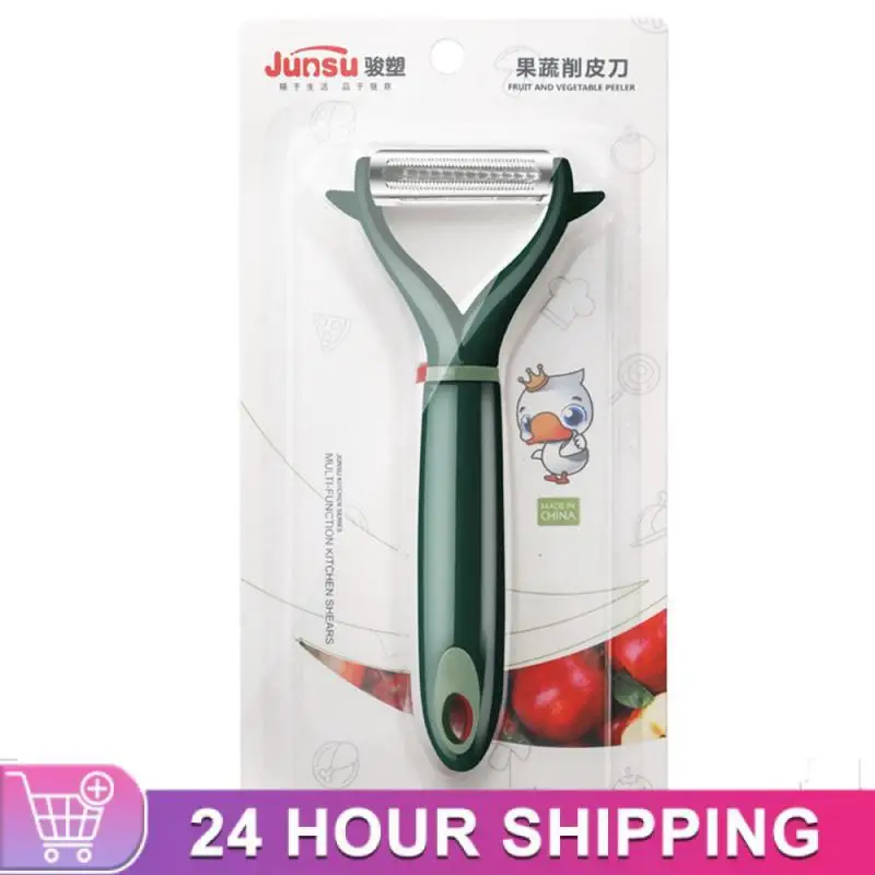 Kitchen Potato Peeler Stainless Steel Vegetables Planer Tomato Melon Ergonomic Handle Scraper Peeling Tool Green