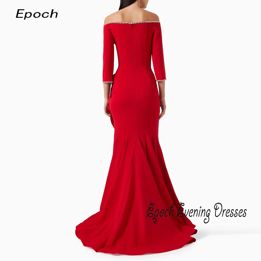 Epoch Crepe Evening Dress فساتين مناسبة رسمية Luxury Crystal Arabia Off The Shoulder Cocktail Party Prom Gown For Sexy Women