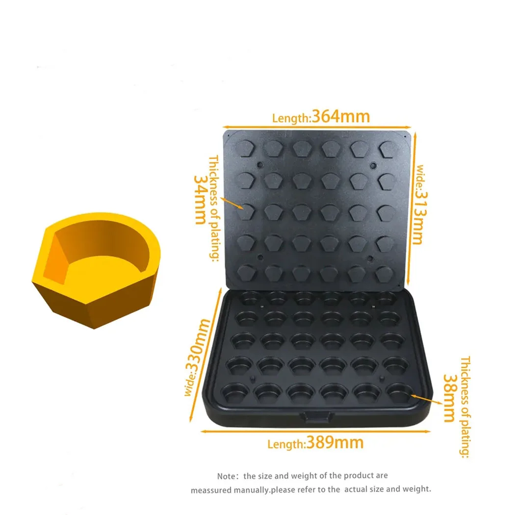 Máquina antiadherente para hacer tartas de queso, Hoja para hornear, 30 agujeros, modelo 821