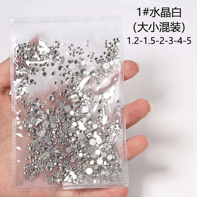 1440pcs Glitter Crystal AB/Clear Rhinestones SS3-SS20 Non Hotfix FlatBack Strass Sewing/Fabric/ Nail Art Rhinestones Decorations