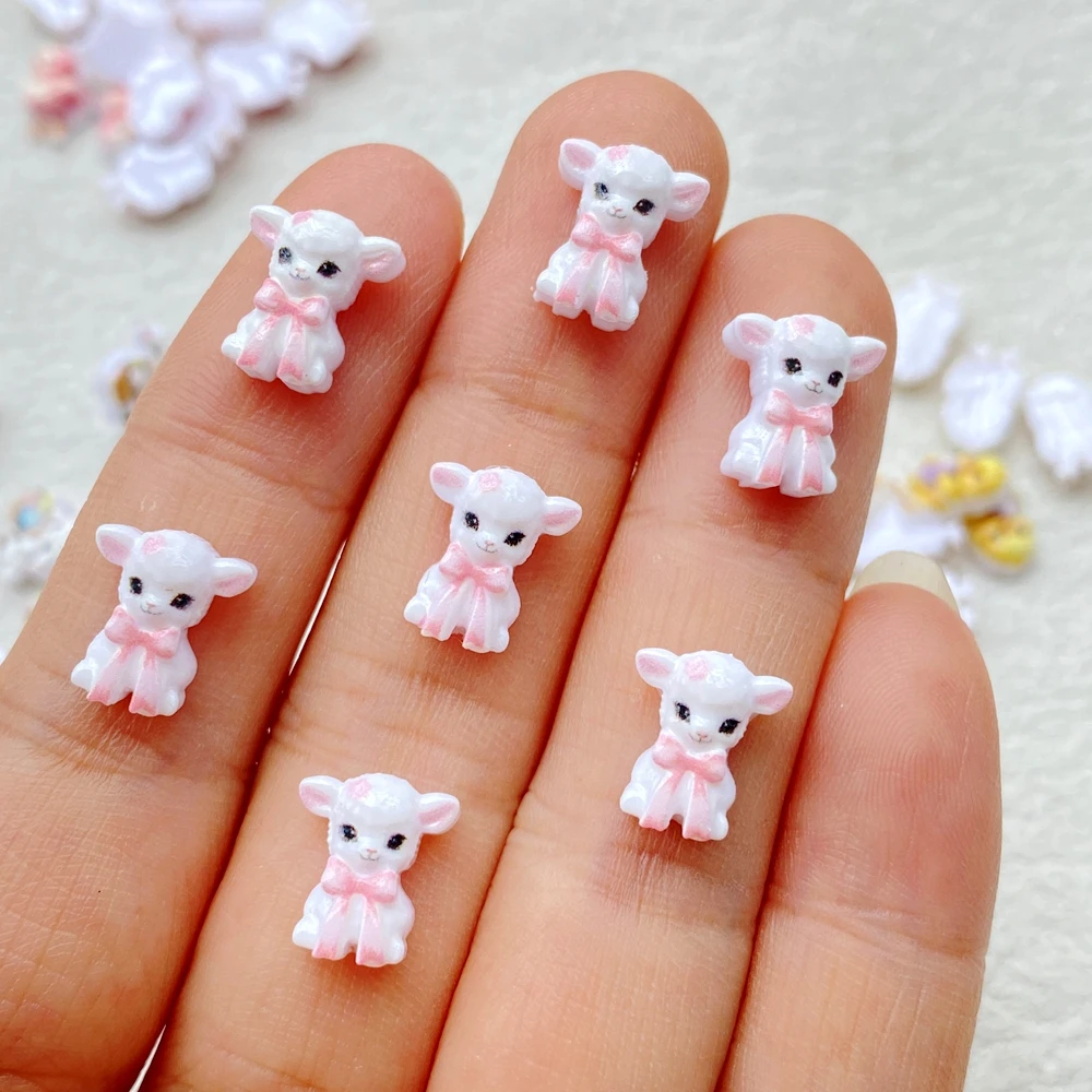 50 Stück niedliche Mini-Cartoon-Figuren aus Kunstharz: Enten, Kaninchen, Schafe, Hühner – Kunstnägel mit flacher Rückseite für DIY-Scrapbook-Dekoration und Schmuck – Detail 10