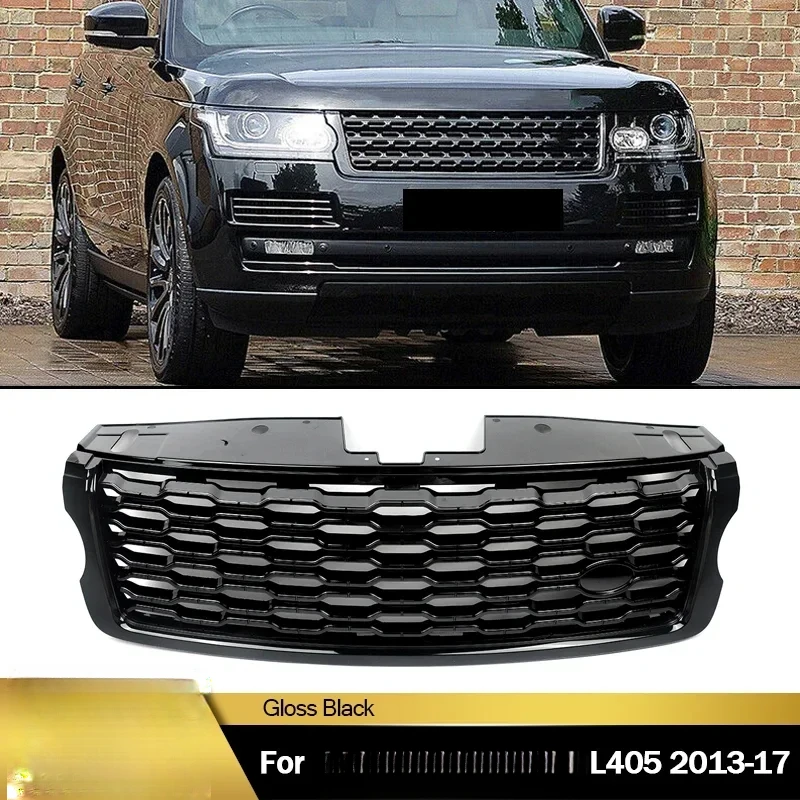 

MAGICKIT FOR RANGE ROVER L405 VOGUE 2013-2017 Gloss Black FACELIFT LOOK Front Bumper Grille Car Accessories High quality ABS