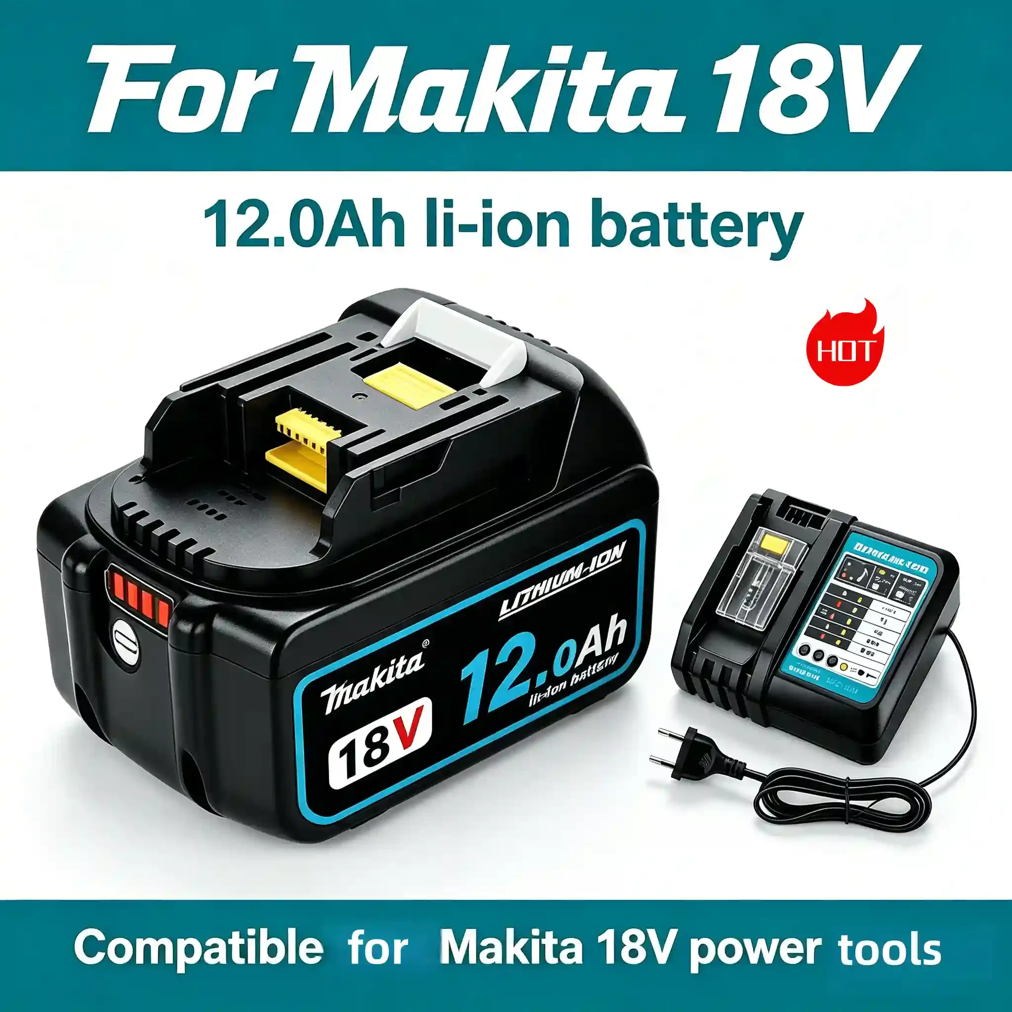 

For Makita 18V Battery VIEDAKES 5.0Ah BL1850B BL1860B 18650 High Drain Rechargeable Power Tool Battery
