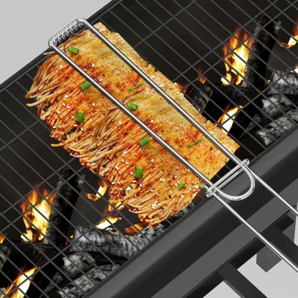 

3PCS Stainless Steel BBQ Skewer Holder Heat Resistant Non-Stick Enoki Mushroom Clips Multi-functional Rust Proof BBQ Clips