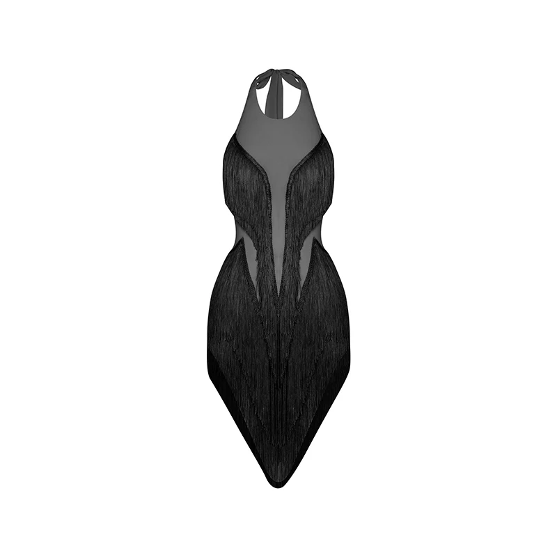 Sexy Hollow Cross Strap Latin Dance Dress Women Party Latin Fringed Dress Backless Latin Dancing Dresses Stage Wear SL8543