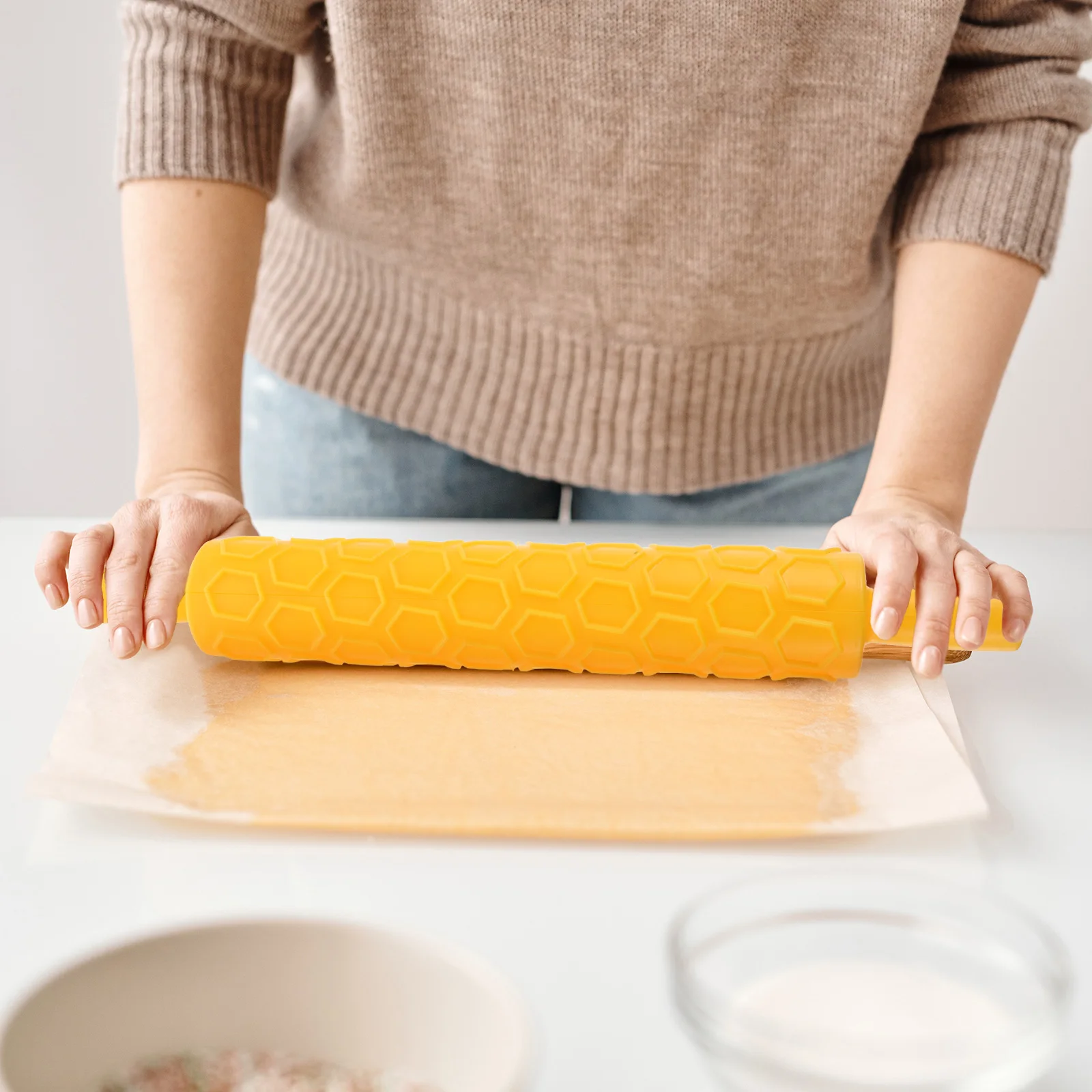 

4 Pcs Patterned DIY Printed Rolling Pin Embossing Cookie Dough Cutting Machine Pastry