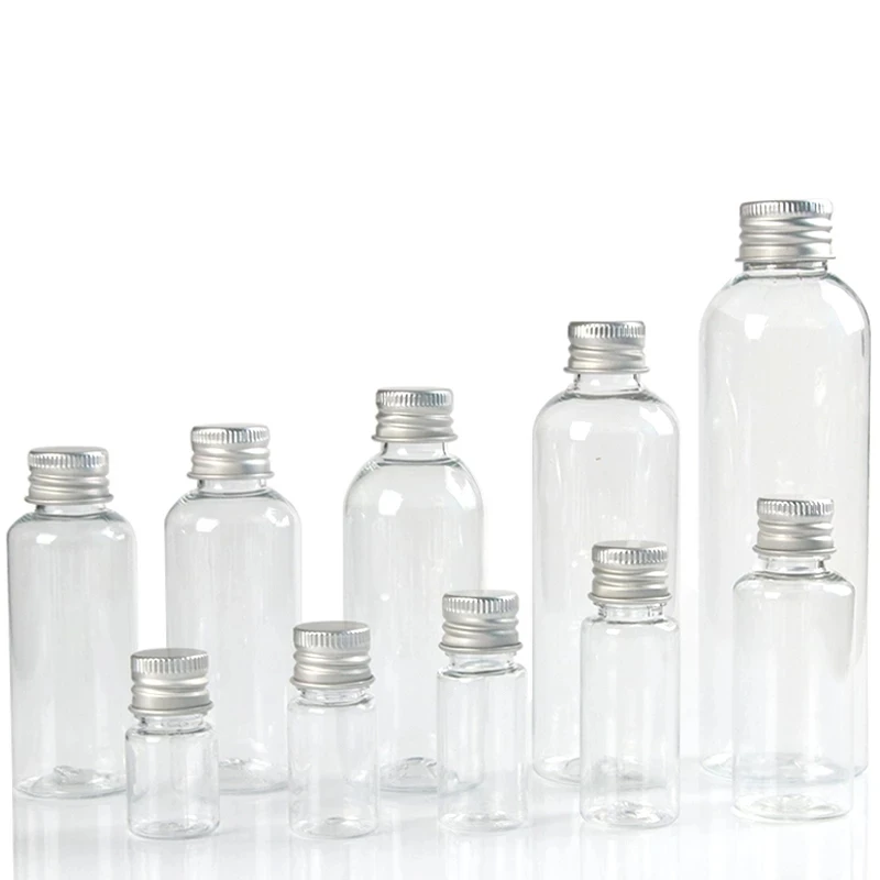 20PCS 5/10/30/50/60/100ml Plastic Bottle with Aluminum Screw Cap Plug Cosmetic Container Travel Kits Portable PET Lotion Cream